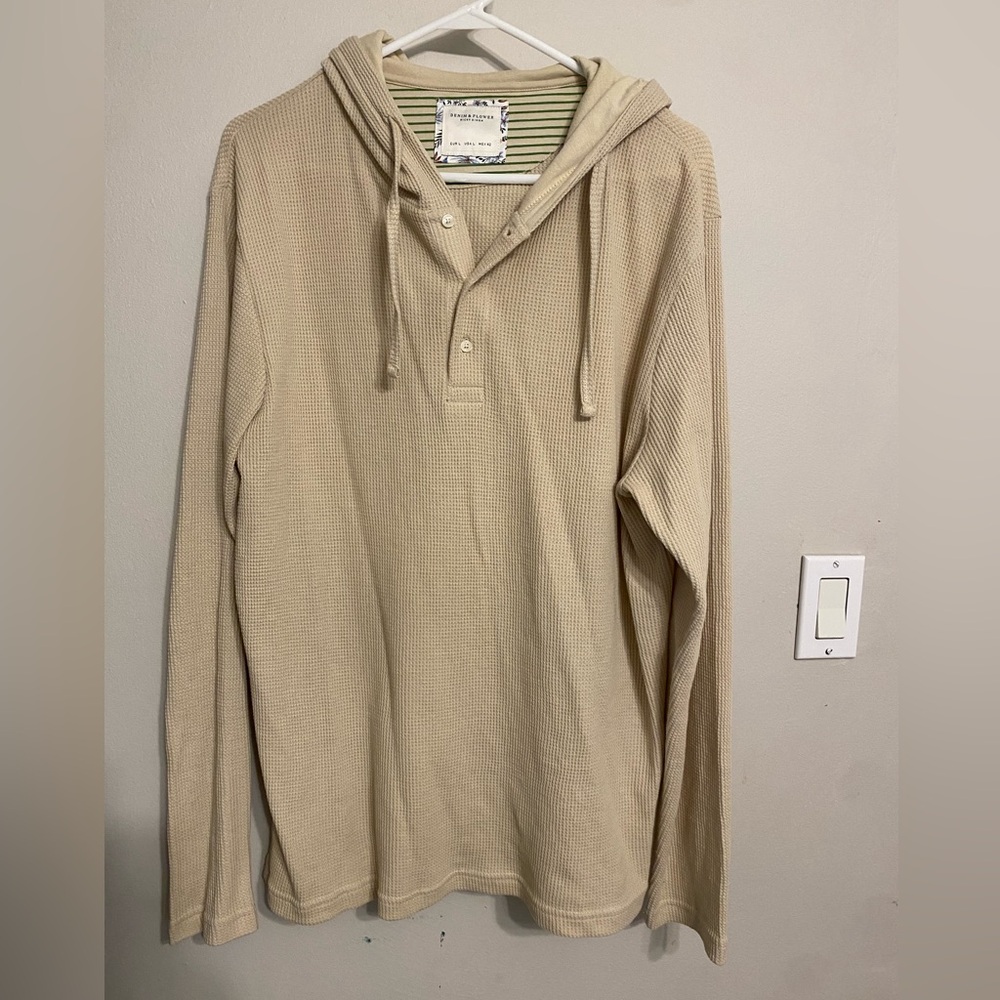Denim & Flower Tan Hooded Sweatshirt